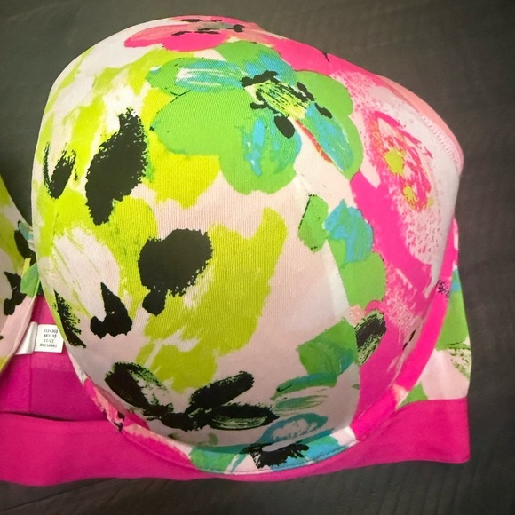 Cacique Lane Bryant Printed Boost Balconette Bra With Cutout Mini Floral 46F - Picture 7 of 10